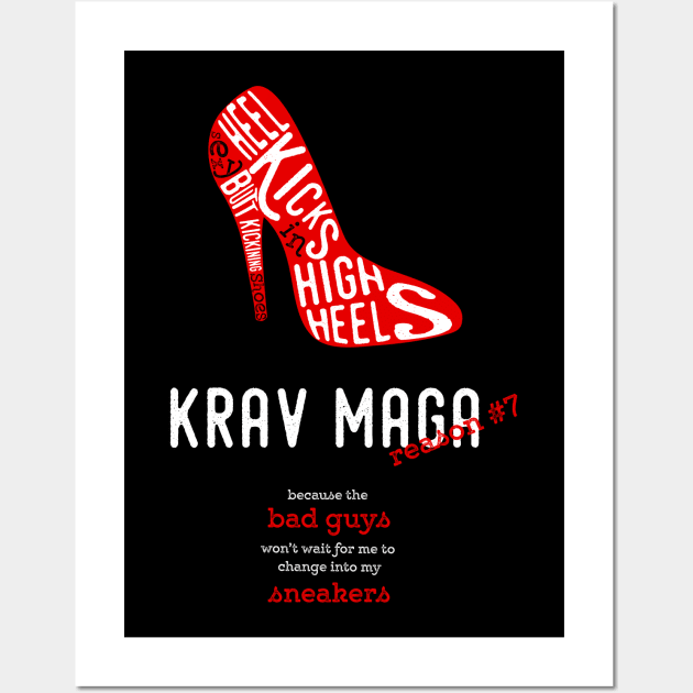 Krav Maga Women's Shirt Heel Kicks in High Heels Wall Art by Possetivitees